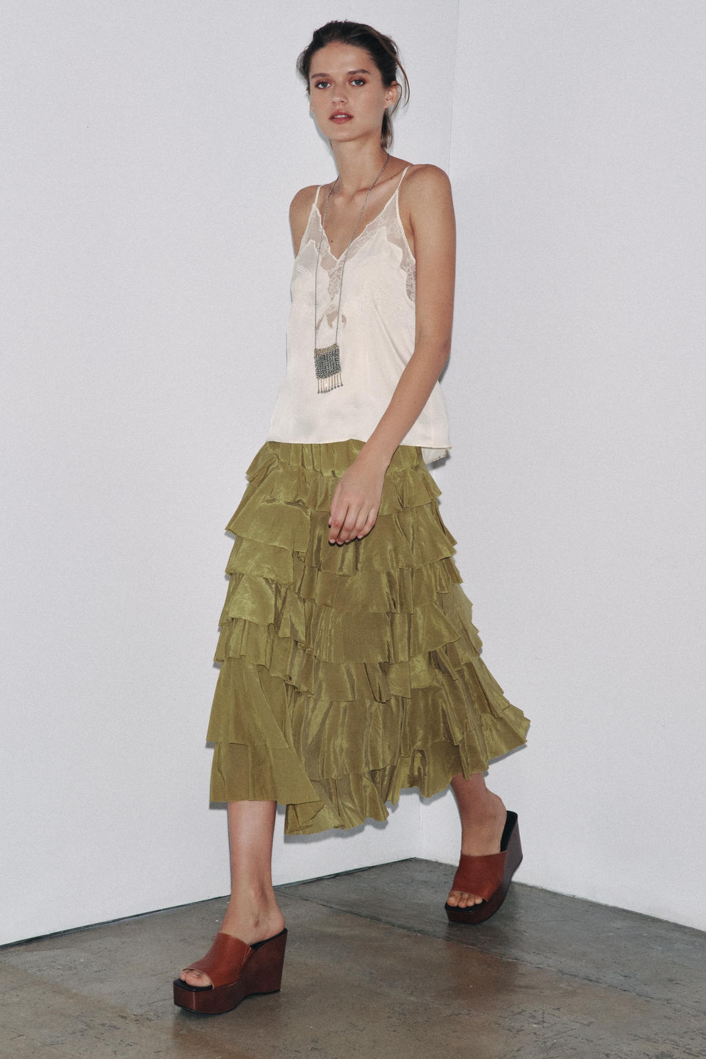 ZW COLLECTION MIDI SKIRT WITH RUFFLES - Zara фото 10