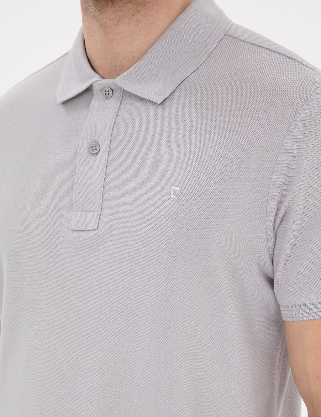 A__k Gri Slim Fit %100 Pamuk K_vr_lmaz Polo Yaka Basic Ti__rt