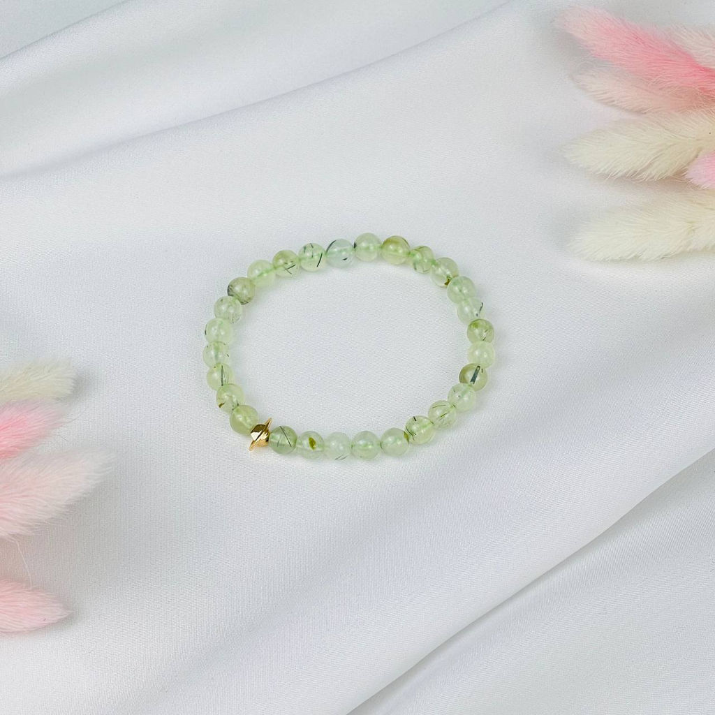 Браслет из Пренита со вставкой - Радуга самоцветов фото 2