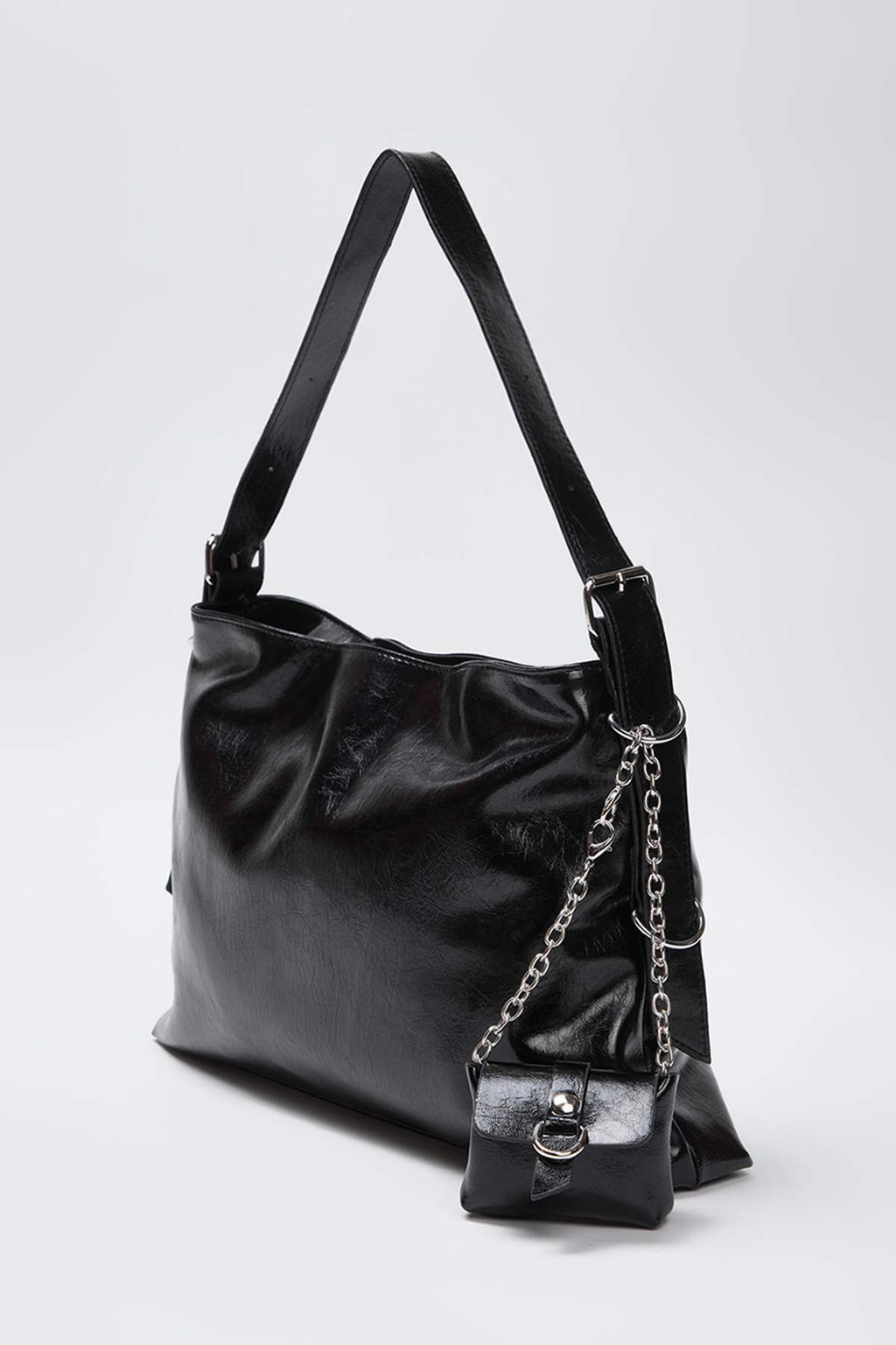 Siyah K?r?s?k Suni Deri Kemer Tokal? Kese Kad?n Omuz Cantas? TAKAW26OC00046