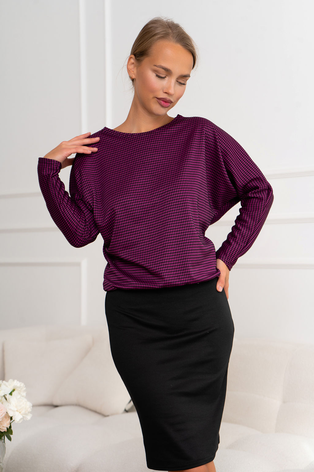 Платье Open Style 5934 бордовый/черный