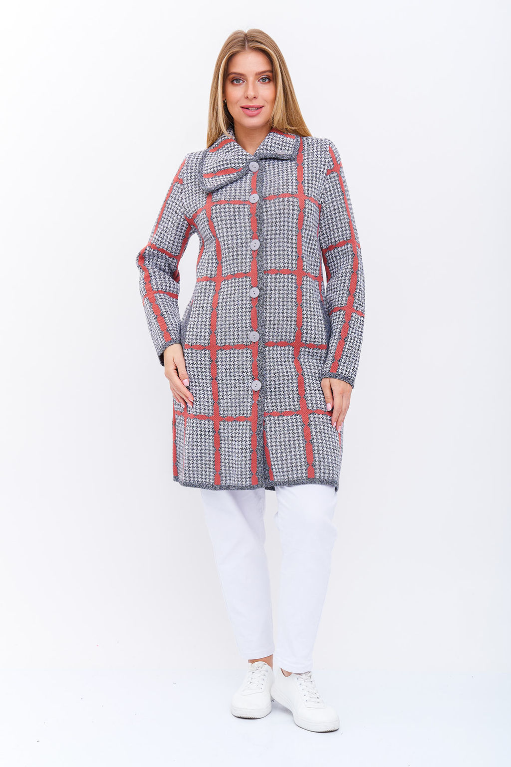 Кардиган К 1377/серо-ягодный микс (1205) - Злата фото 5