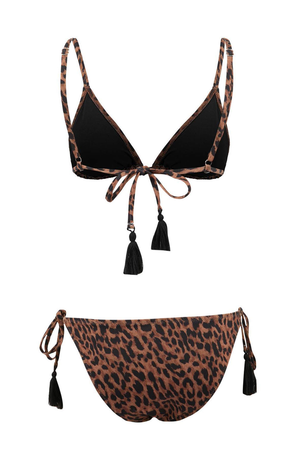 Leopar Desenli Ucgen Kapl? Puskul Detayl? Dusuk Bel Regular Bikini Tak?m? TBESS26BT00028