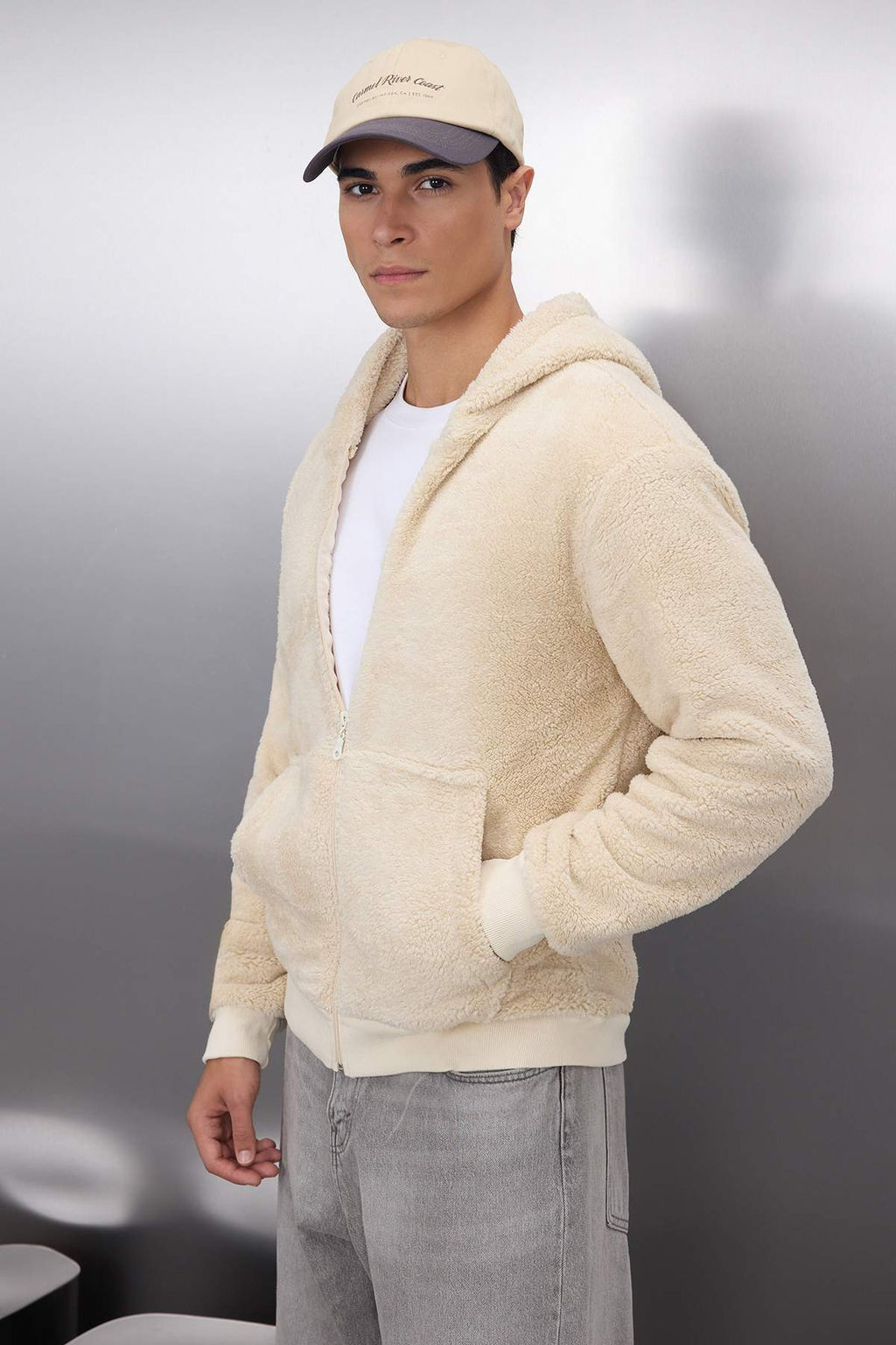 TRENDYOL MAN Bej Regular/Normal Kesim Full Fermuar Cepli Polar Kal?n Sweatshirt-H?rka TMNAW24SW00109 - Trendyolmilla фото 12