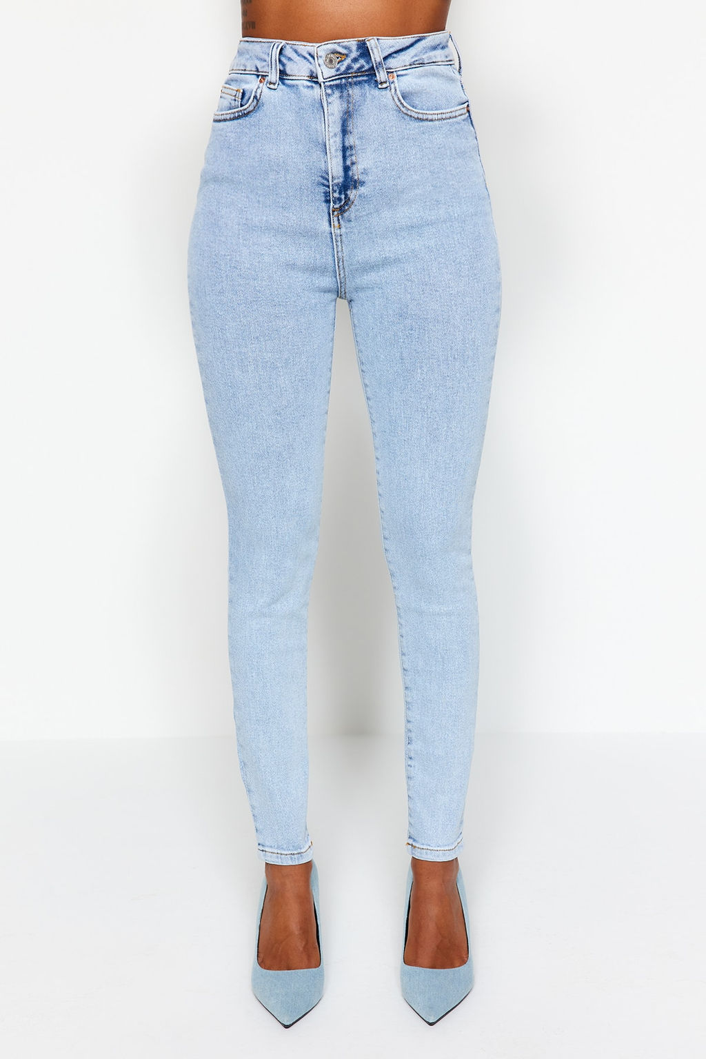 Ac?k Mavi Yuksek Bel Skinny Jeans TWOSS23JE00072 - Trendyolmilla фото 4
