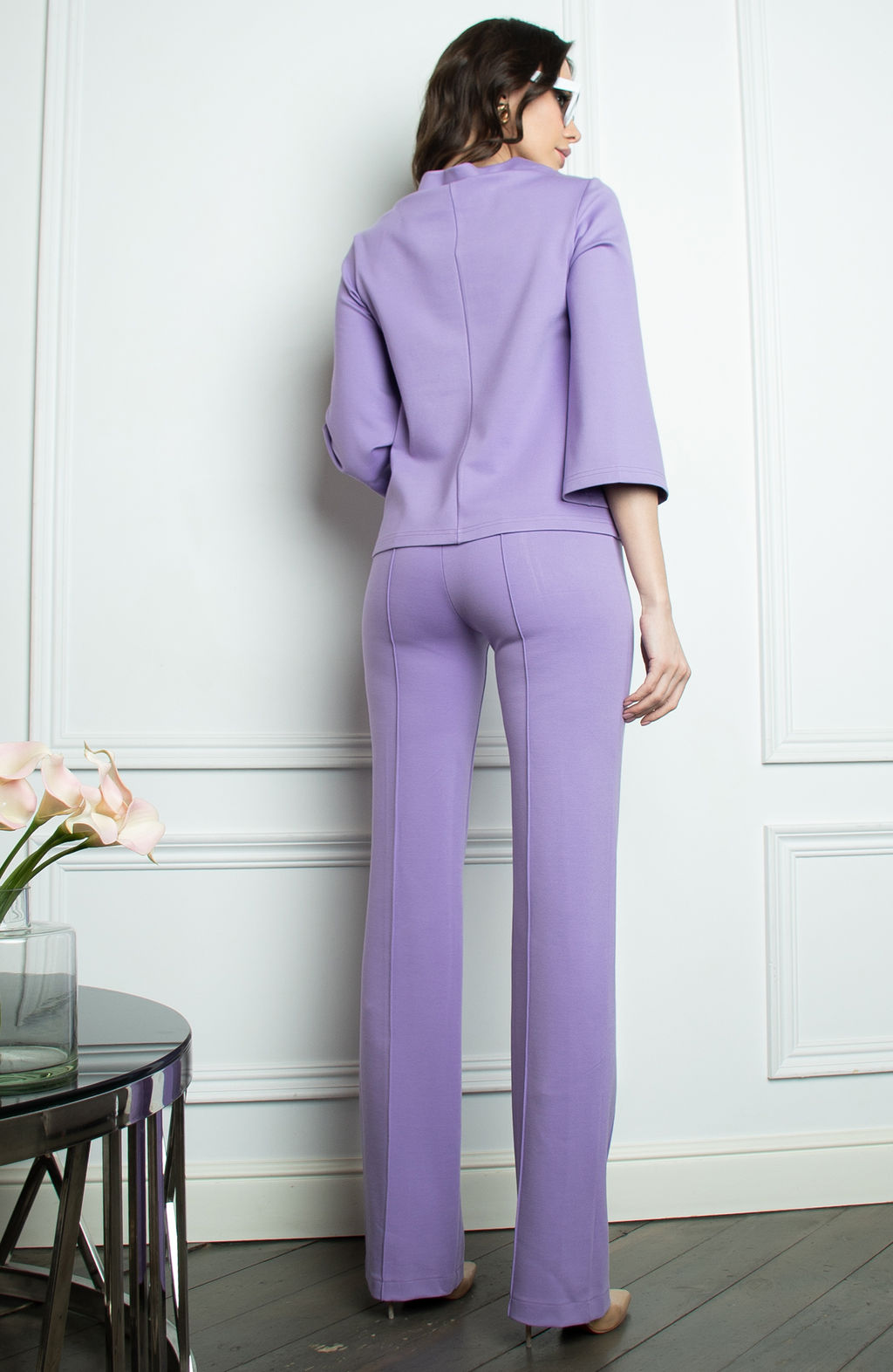 Брюки из трикотажа светло-сиреневый - Donna saggia фото 5