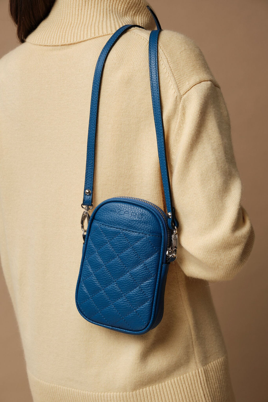 Сумка кожаная Azaro 30832 синяя гуашь