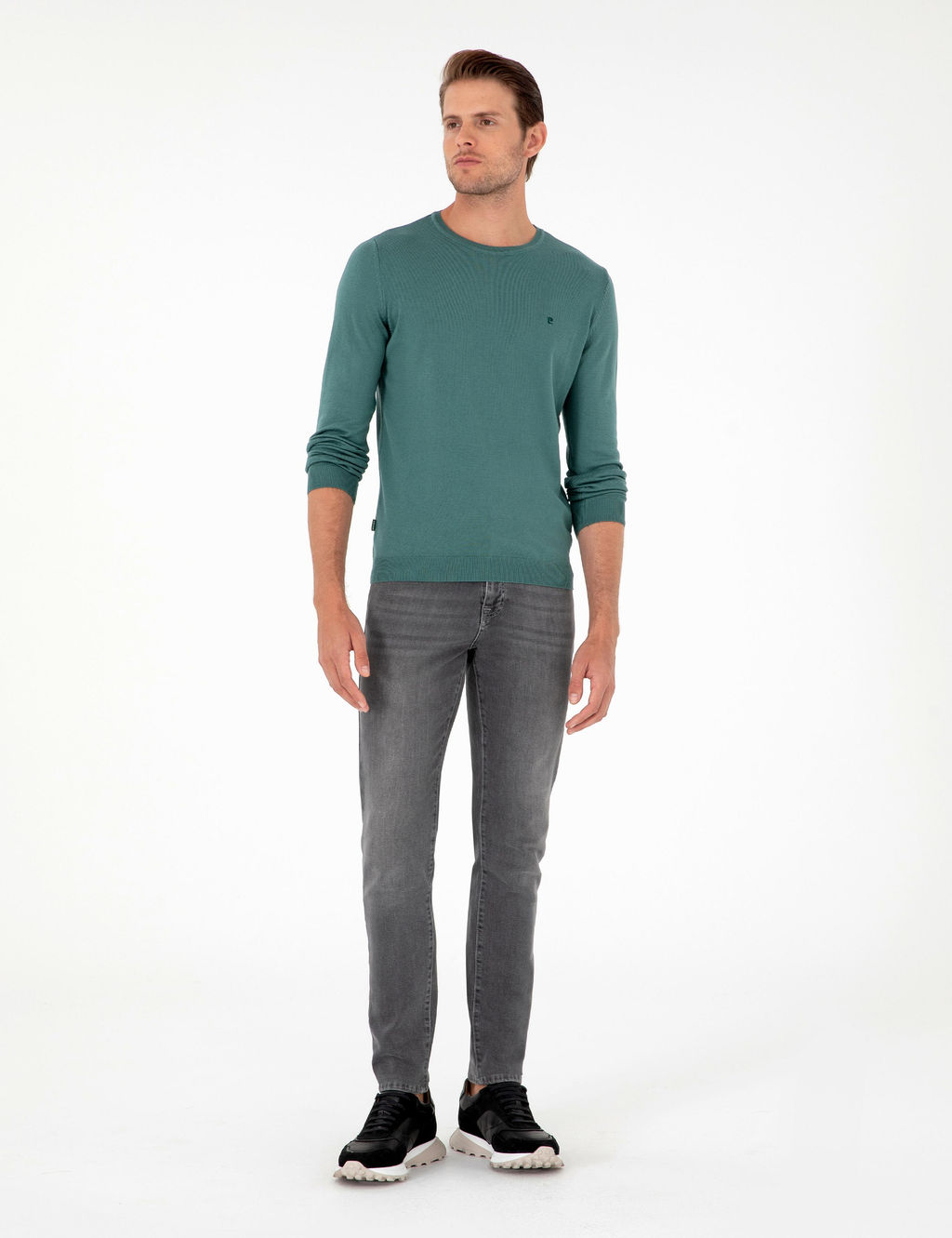 Ye_il Slim Fit Bisiklet Yaka Basic Triko Kazak - Pierre cardin фото 4