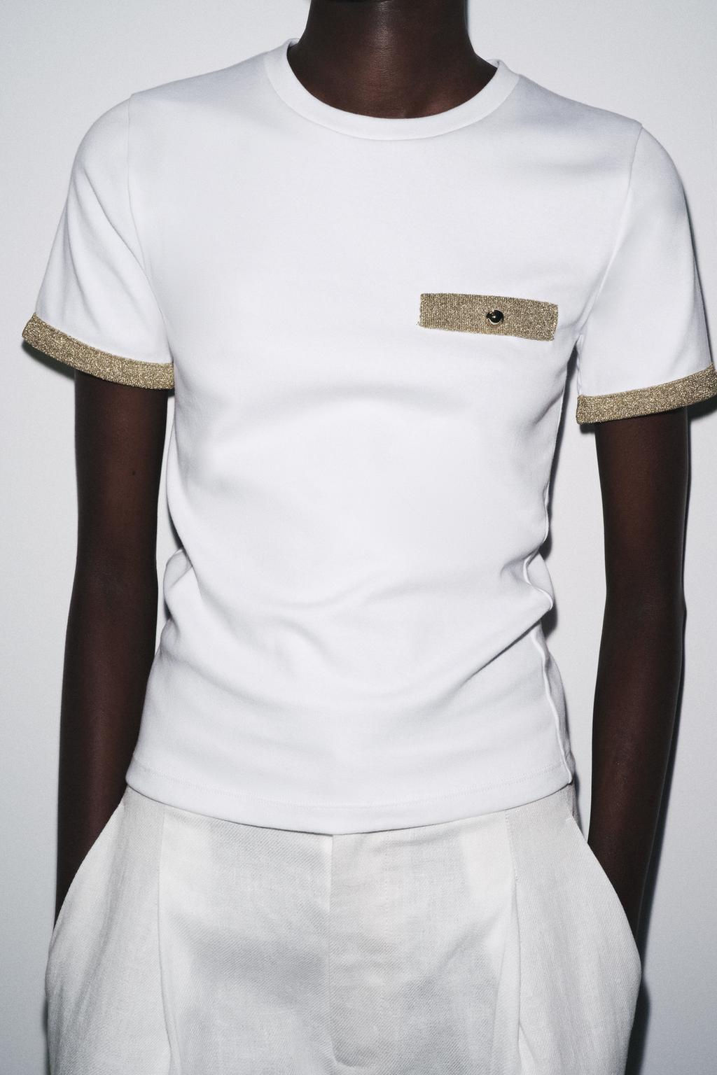 METALLIC THREAD T-SHIRT - Zara фото 3