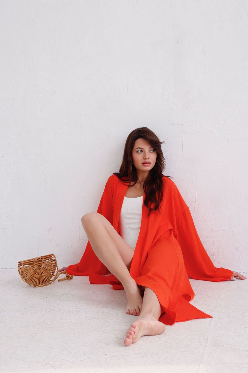 9463 Кимоно длинное красно-оранжевое - Martichelli фото 11