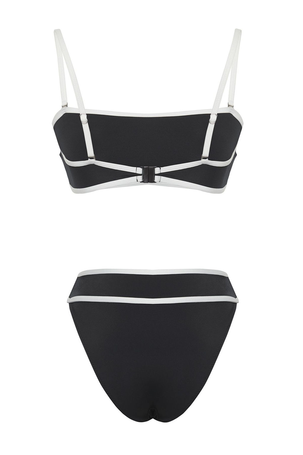 TRENDYOLMILLA Siyah-Beyaz Biyeli Straplez Yuksek Bel Regular Bikini Tak?m? TBESS25BT00126  фото 7