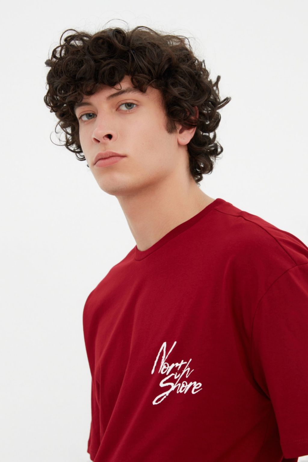 TRENDYOL MAN Bordo Oversize/Genis Kesim Bask?l? %100 Pamuklu T-Shirt TMNSS20TS1099 - Trendyolmilla фото 8