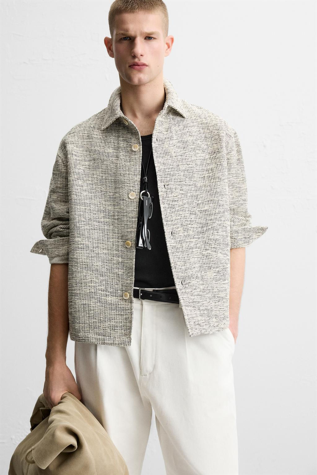 CONTRAST TEXTURED OVERSHIRT - Zara фото 5