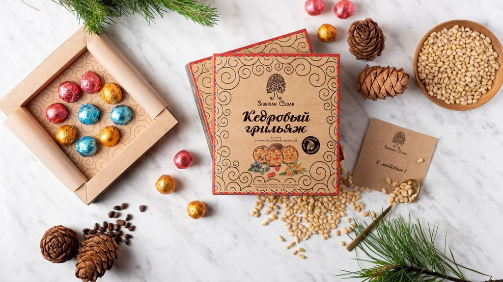 Кедровый грильяж ассорти / клюква, черника, облепиха / 120 г / ТМ Сибирский кедр