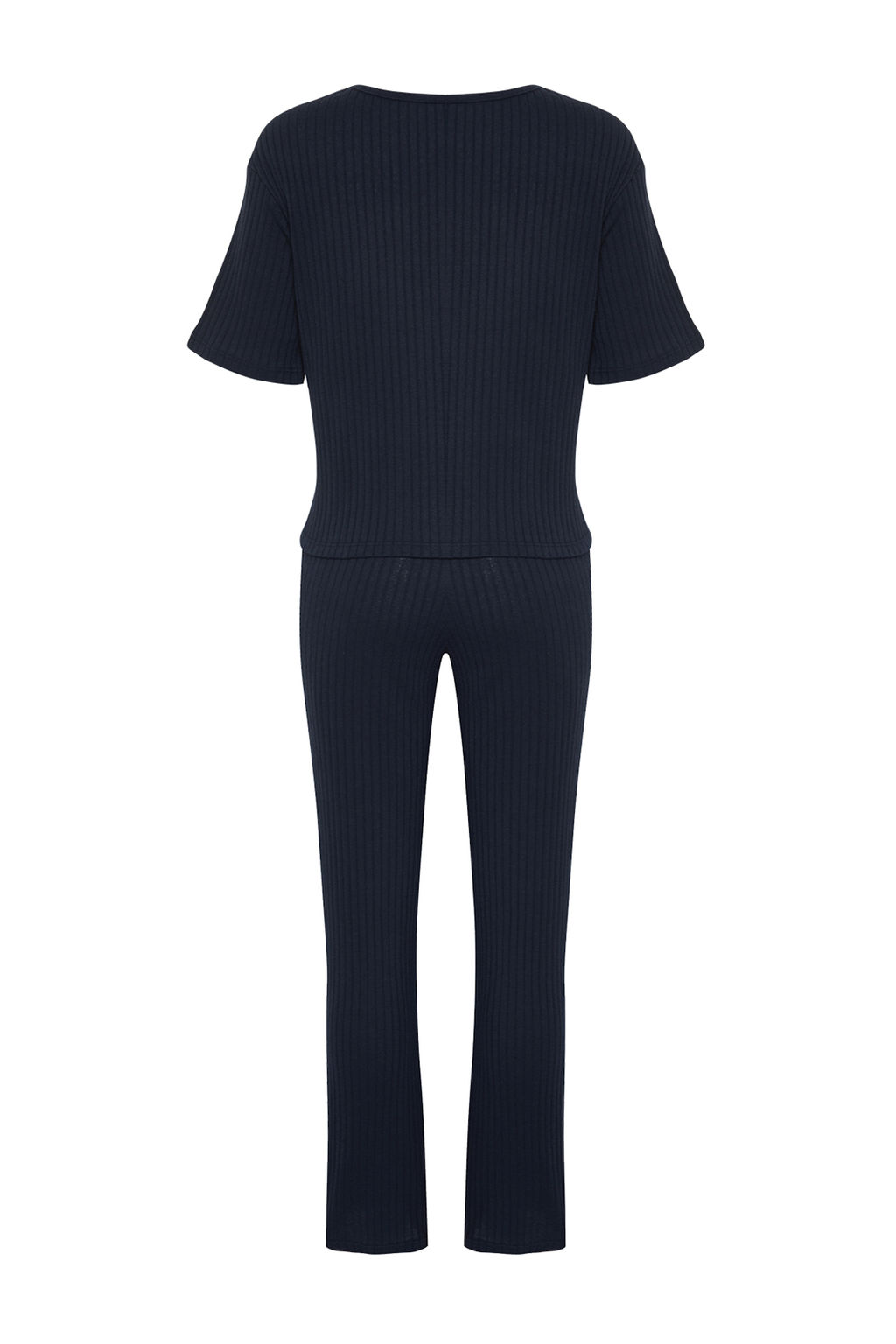 Trendyolmilla Lacivert Slogan Bask?l? Lastik Detayl? Fitilli T-shirt-Pantolon Orme Pijama THMSS21PT1016  фото 19