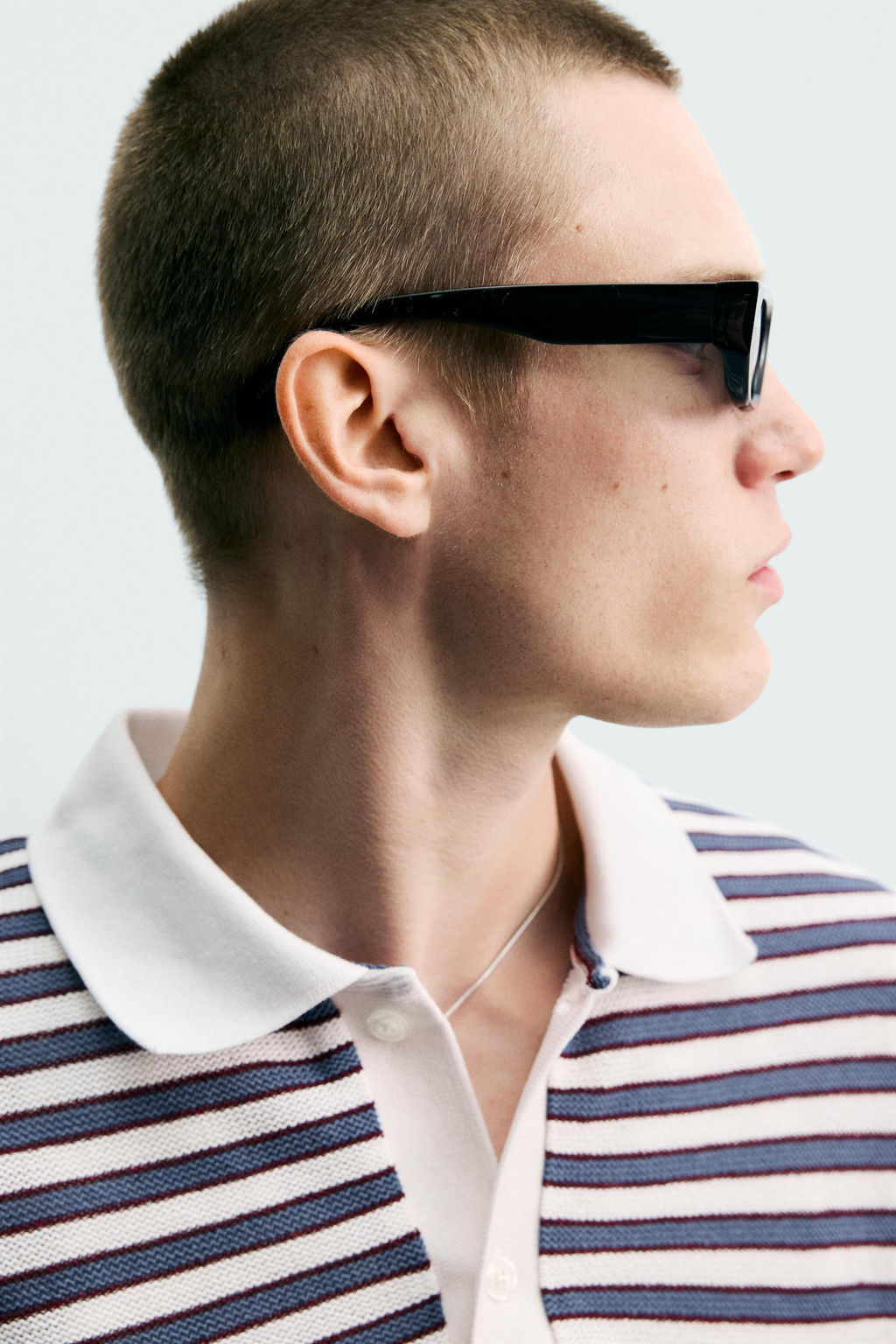 POLO JACQUARD RAYAS BORDADO / Azul / Blanco - Zara фото 6