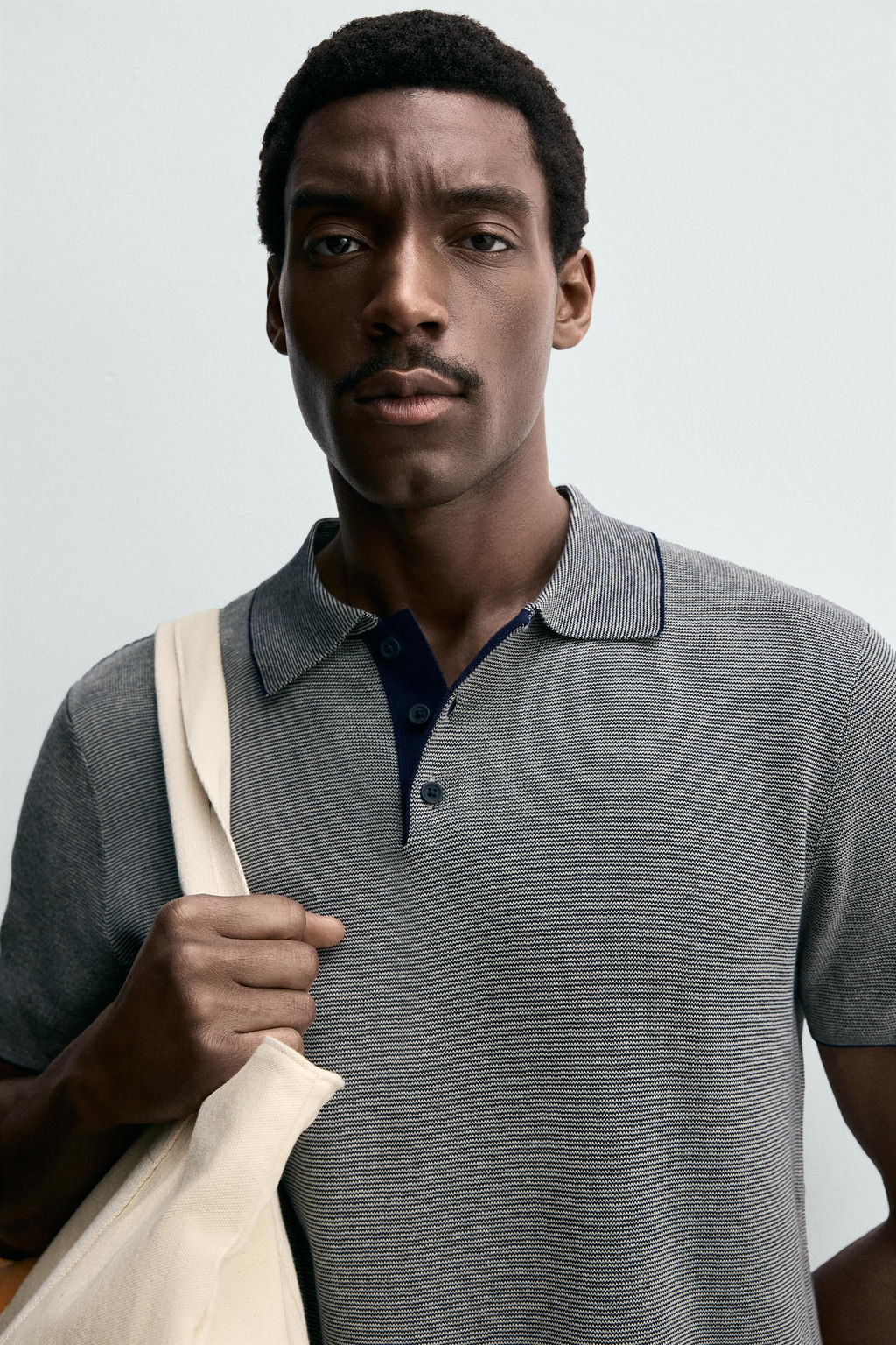POLO PUNTO REGULAR FIT CONTRASTE / Crudo / Azul - Zara фото 5