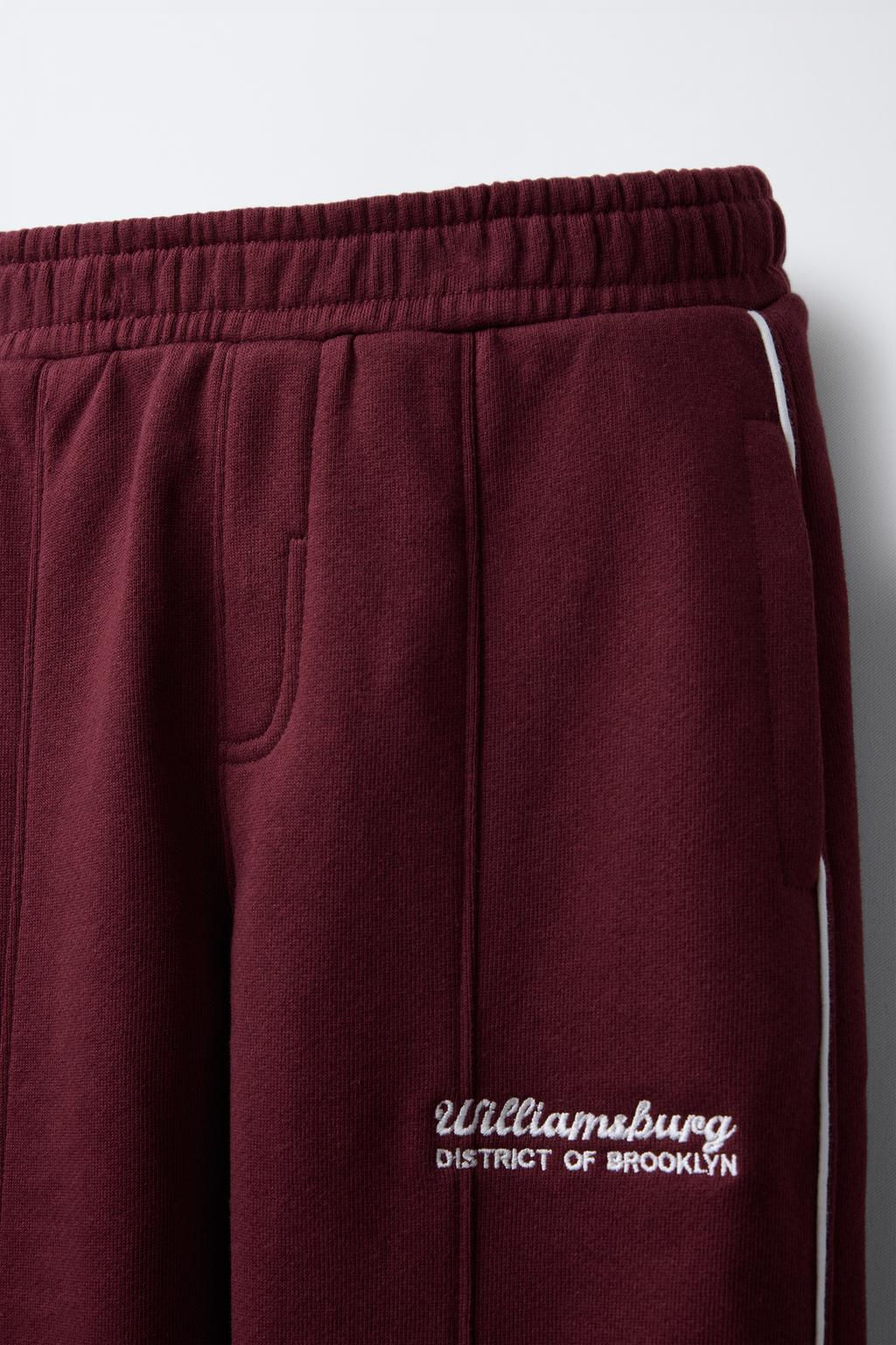 STRAIGHT-LEG PLUSH TROUSERS WITH SLOGAN - Zara фото 7