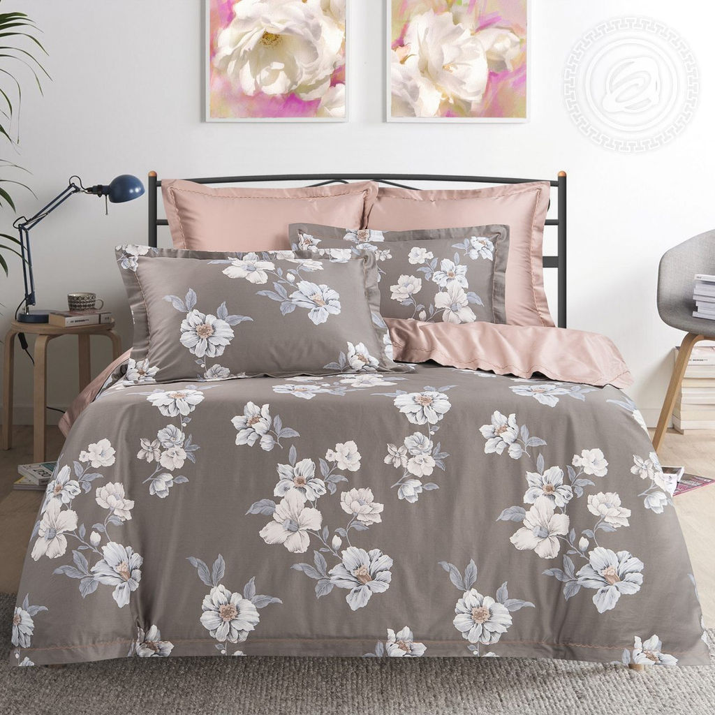 Постельное белье Эльмира (мако-сатин) Евро/Пододеяльник (молния, ушки): 1 шт.- 220*200; Простыня: 1 шт.- 260*240; Наволочка (молния, ушки): 2 шт.- 70*70; Наволочка (молния, ушки): 2 шт.- 50*70 Мако - сатин