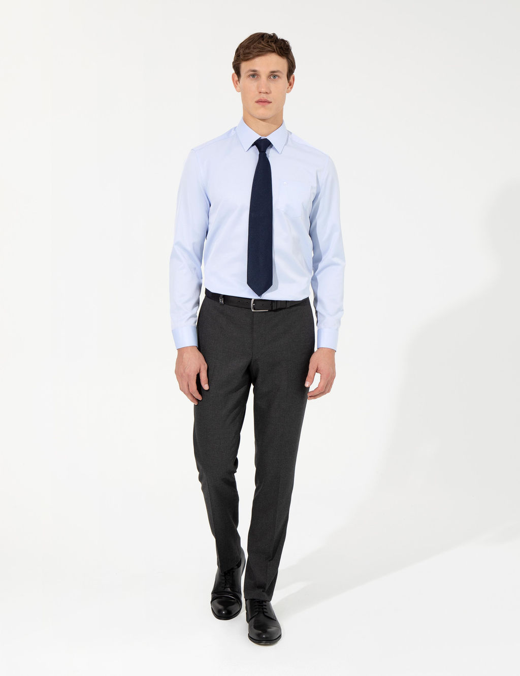 A__k Mavi Regular Fit Uzun Kollu Klasik G_mlek