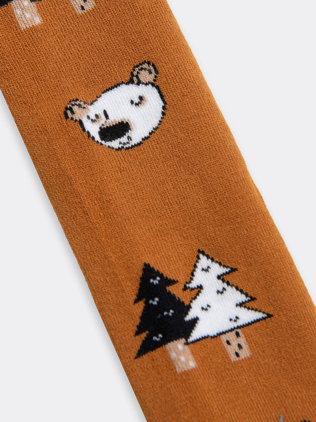 Цена за 3 пары! Плюшевые детские колготки в оттенке кэмел с медведями и ёлками - Mark formelle фото 4