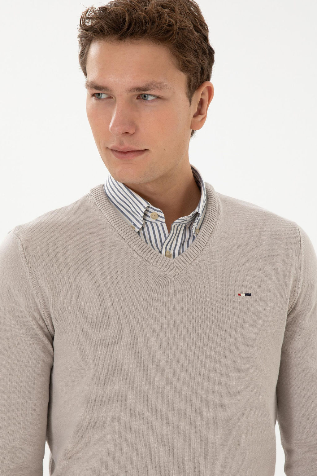 Erkek Slim Fit V Yaka Ta_ Basic Kazak - U.s. polo assn фото 2