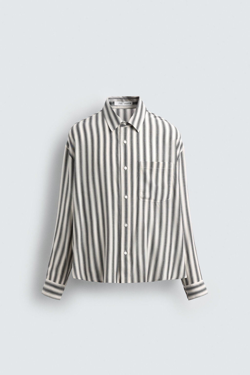 STRIPED COTTON-VISCOSE SHIRT - Zara фото 7