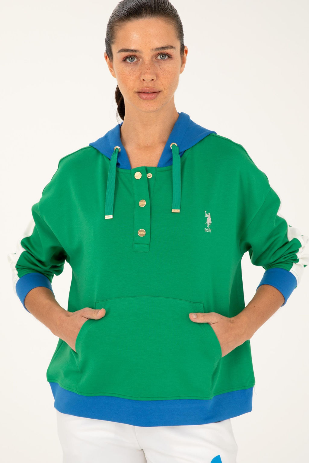 Женская зеленая толстовка с капюшоном Неожиданная скидка в корзине - U.s. polo assn фото 3