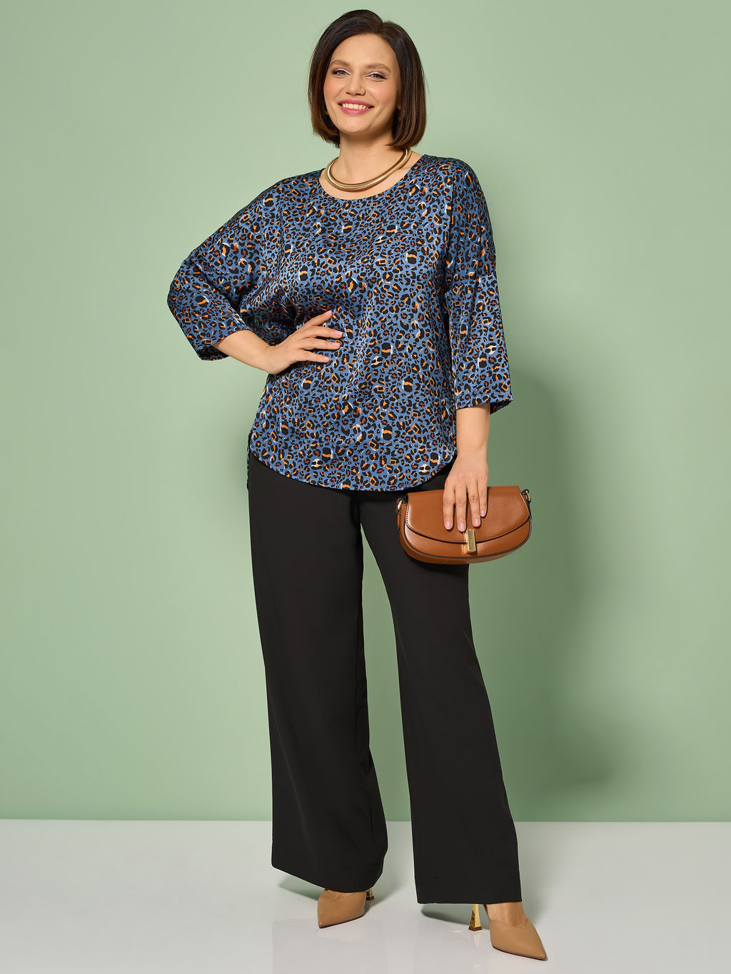 Блузка 0250-2а темно-голубой - Aquarell фото 19