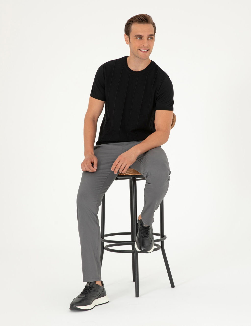Gri Slim Fit Kanvas Pantolon