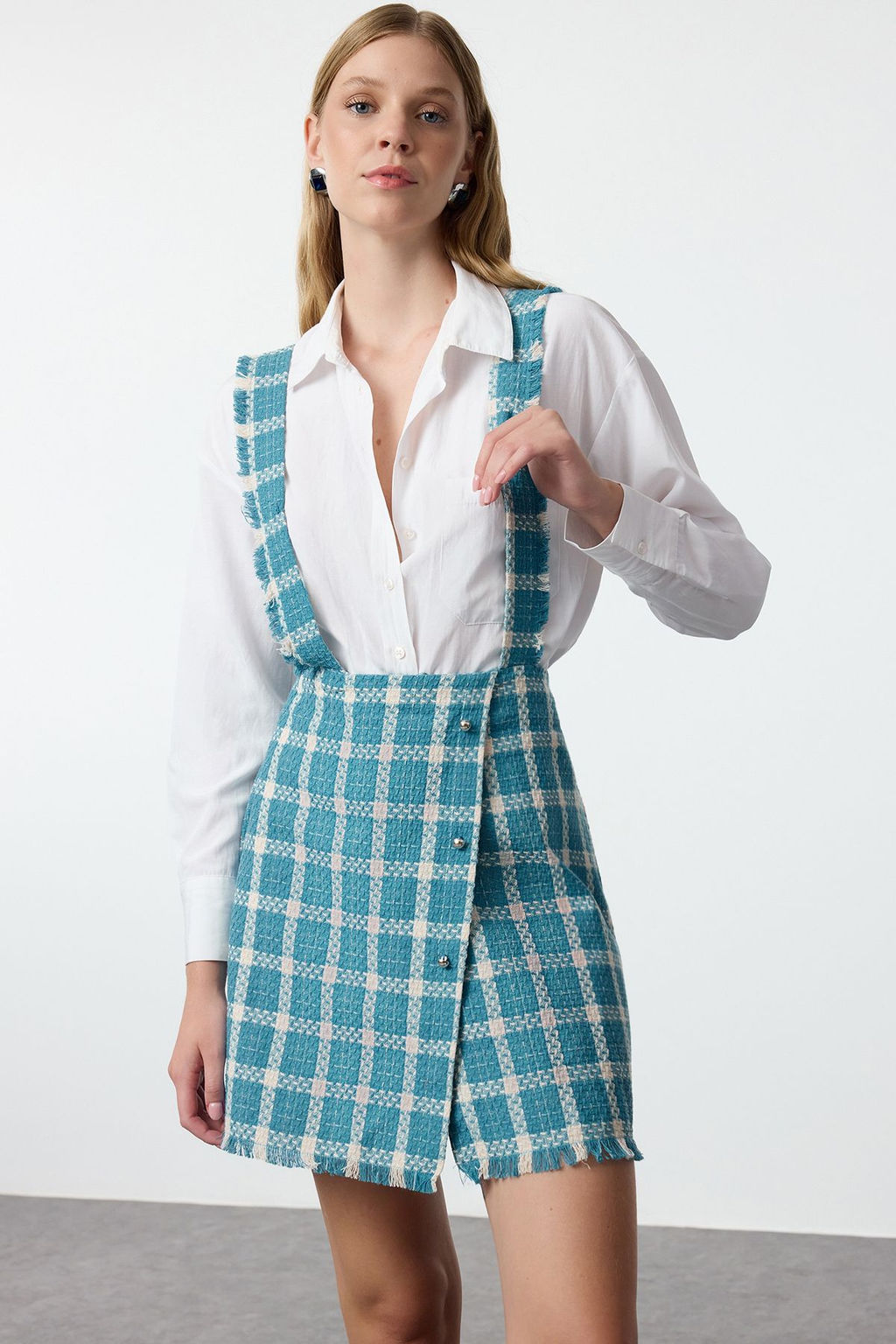 Mavi Ekose / Kareli Dokuma Elbise TWOAW22EL0460