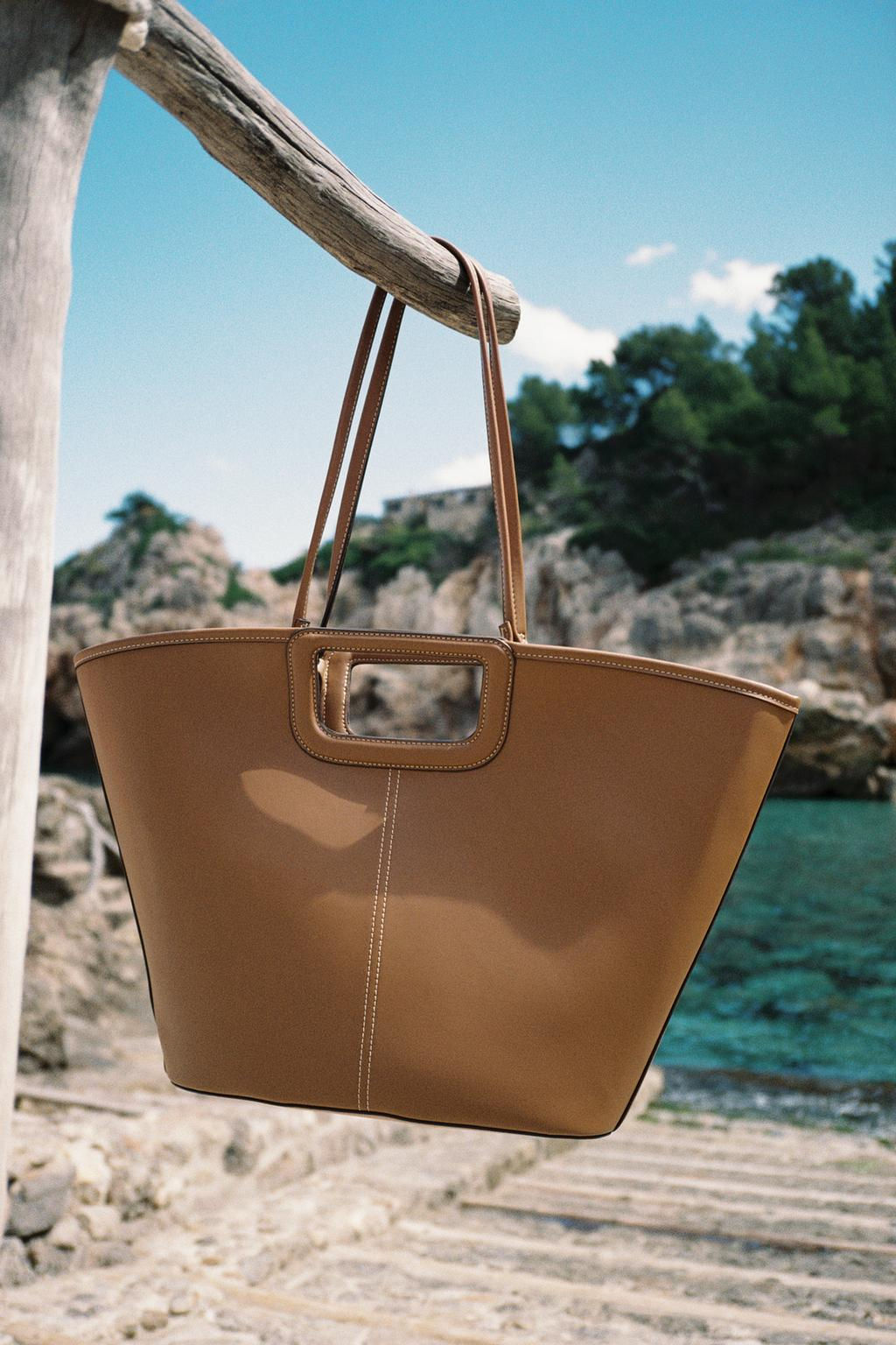 MAXI TOPSTITCHED TOTE BAG