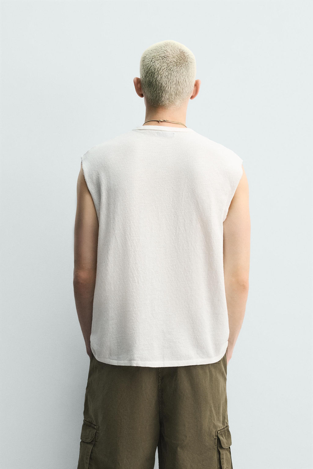CAMISETA TANK PUNTO LAVADO ESTAMPADO / Blanco roto