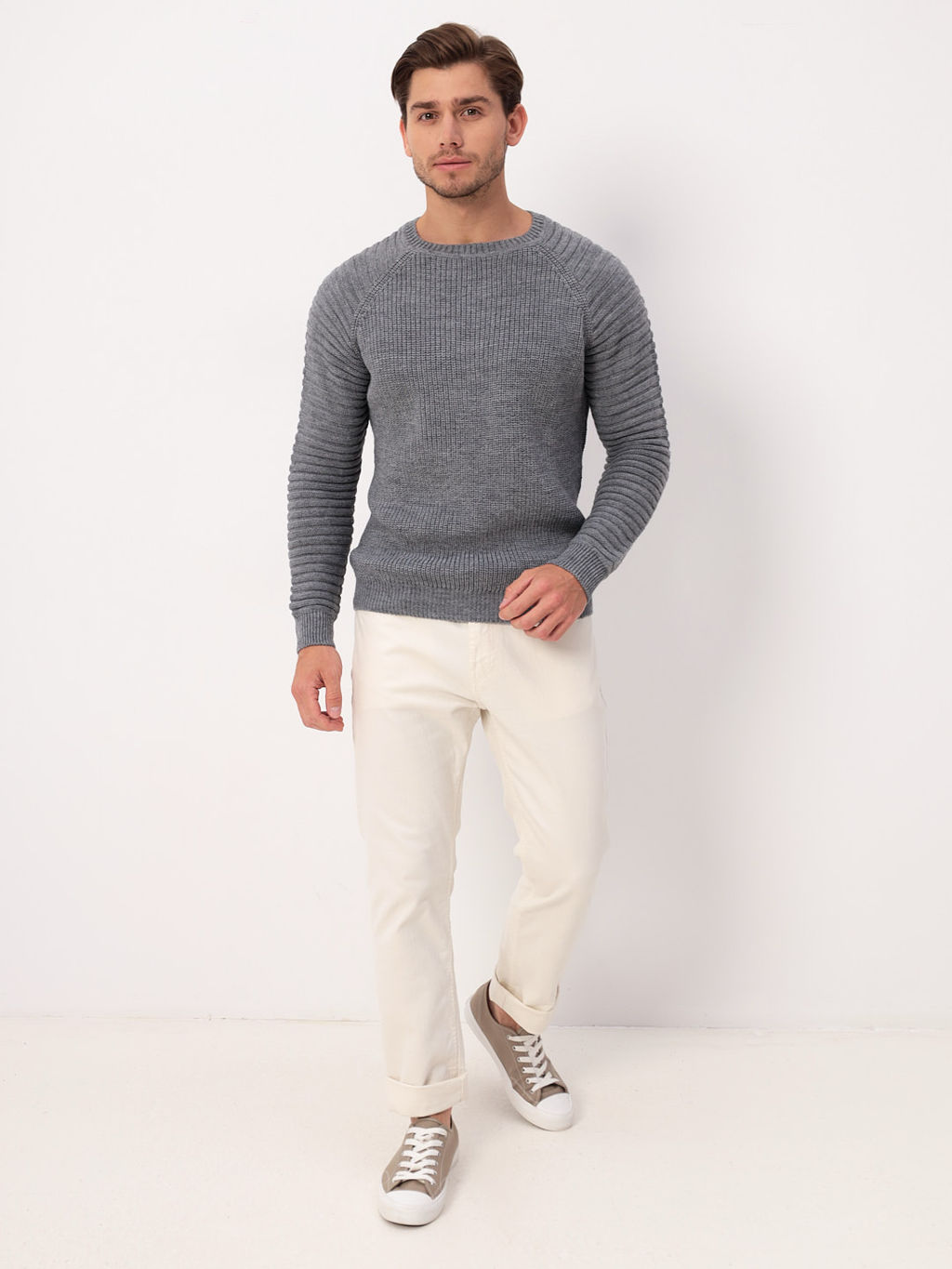 Джемпер мужской CASINO c129-полосы 3D (м.серый)  фото 5