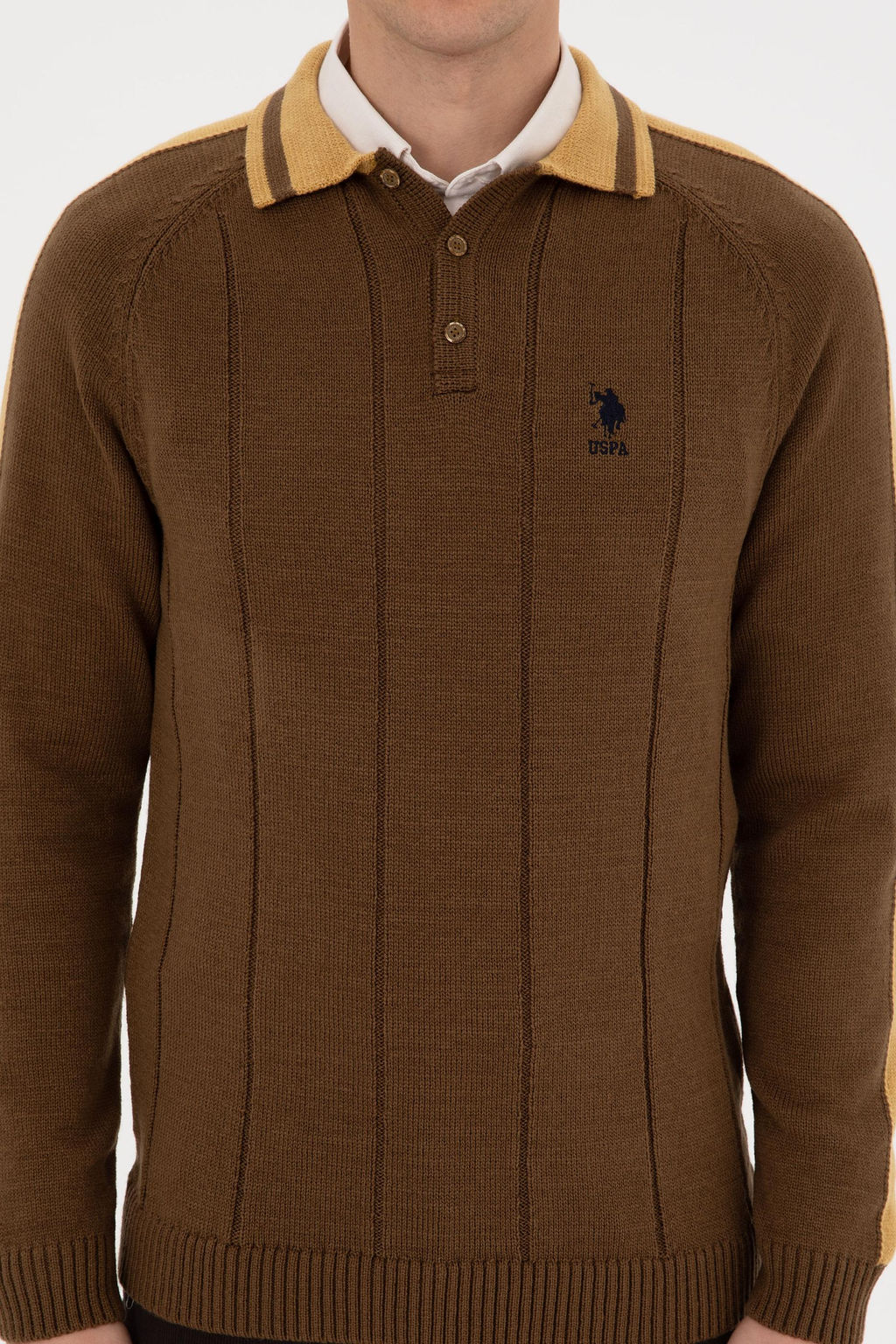 Erkek Regular Fit Polo Yaka Haki Kazak - U.s. polo assn фото 6