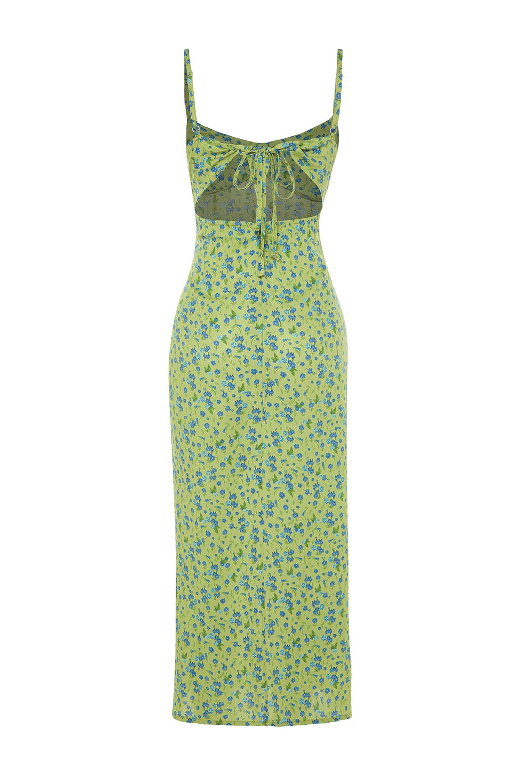 TRENDYOLMILLA Yesil Cicek Desenli Duz Kesim Y?rtmac Detayl? Viskon Midi Dokuma Elbise TWOSS23EL02085 фото 16