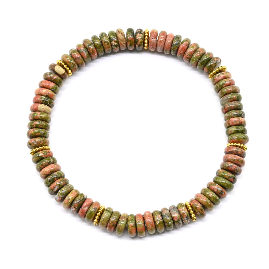 Браслет из унакита диски 6*2мм, 16см