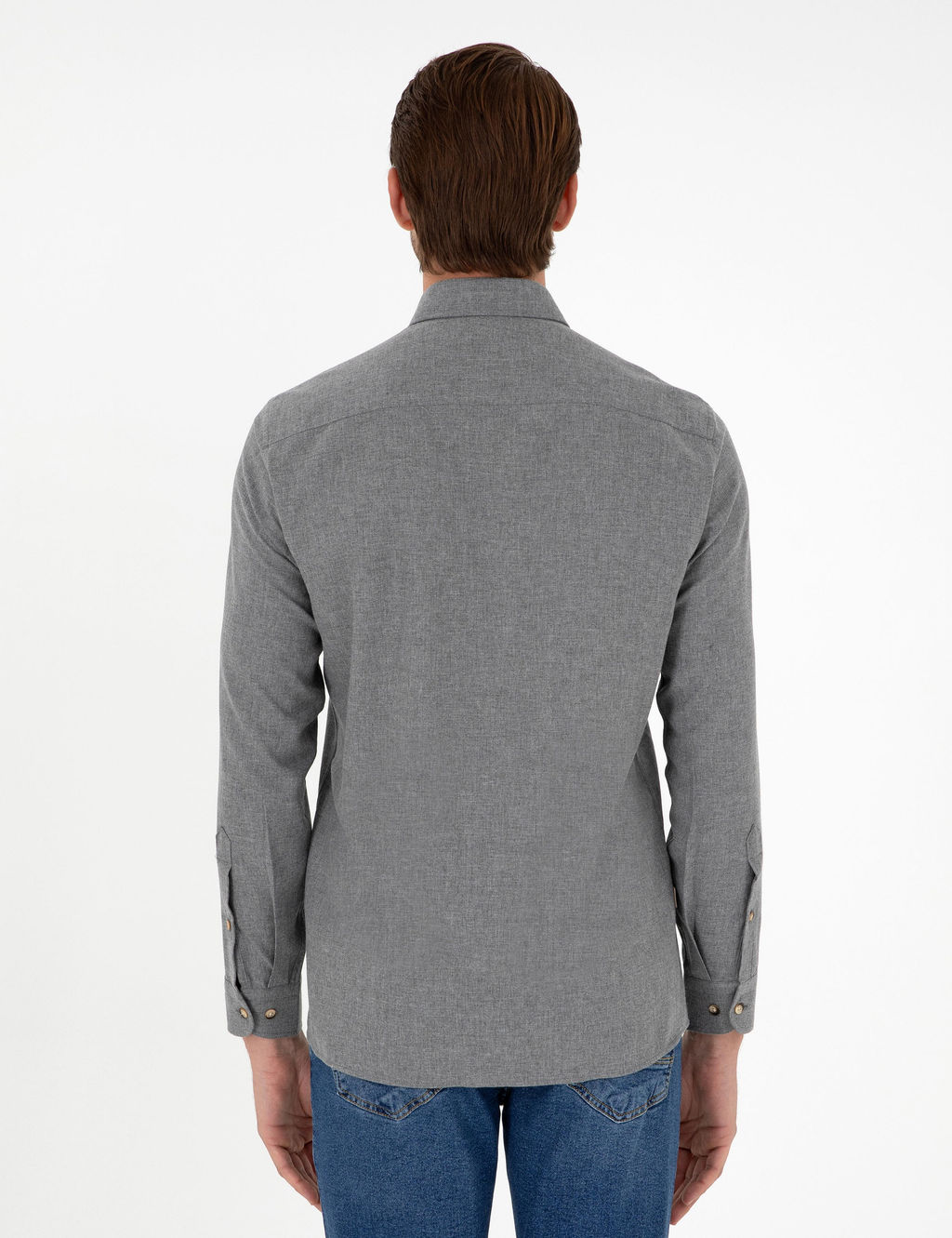 Gri Slim Fit Uzun Kollu G_mlek - Pierre cardin фото 5