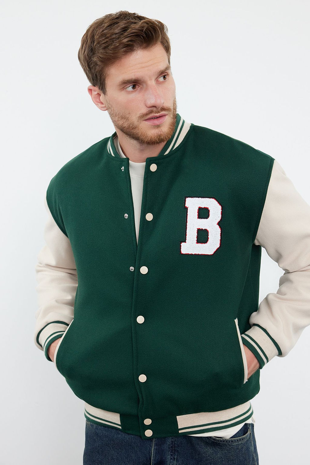 TRENDYOL MAN Siyah Unisex Regular Fit Bomber Yaka Kolej K?sl?k Mont TMNAW24MO00017 - Trendyolmilla фото 10