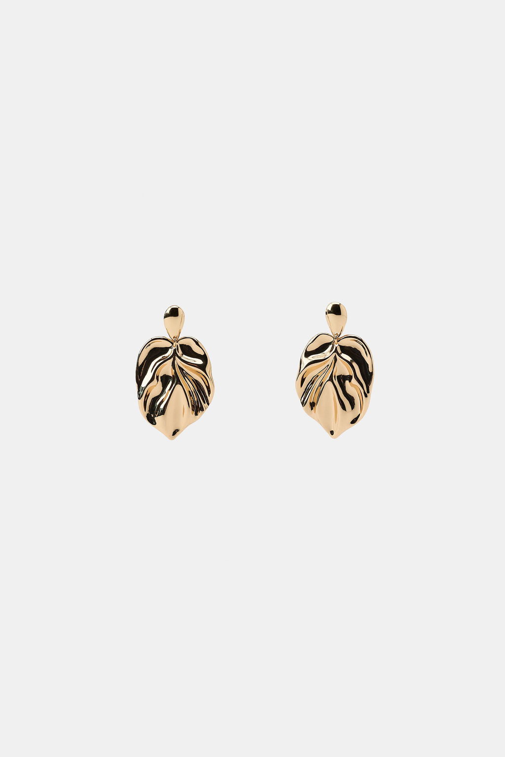 MAXI PENDIENTES MET?LICOS HOJA / Dorado - Zara фото 2