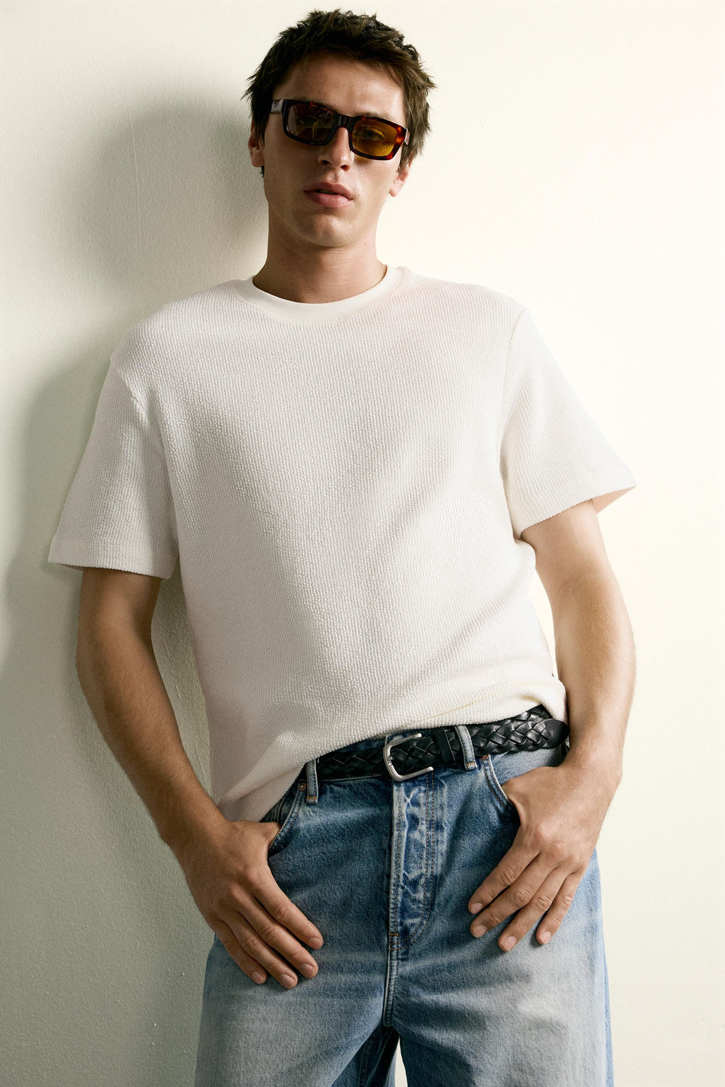 CAMISETA REGULAR FIT SEERSUCKER / Blanco roto - Zara фото 5