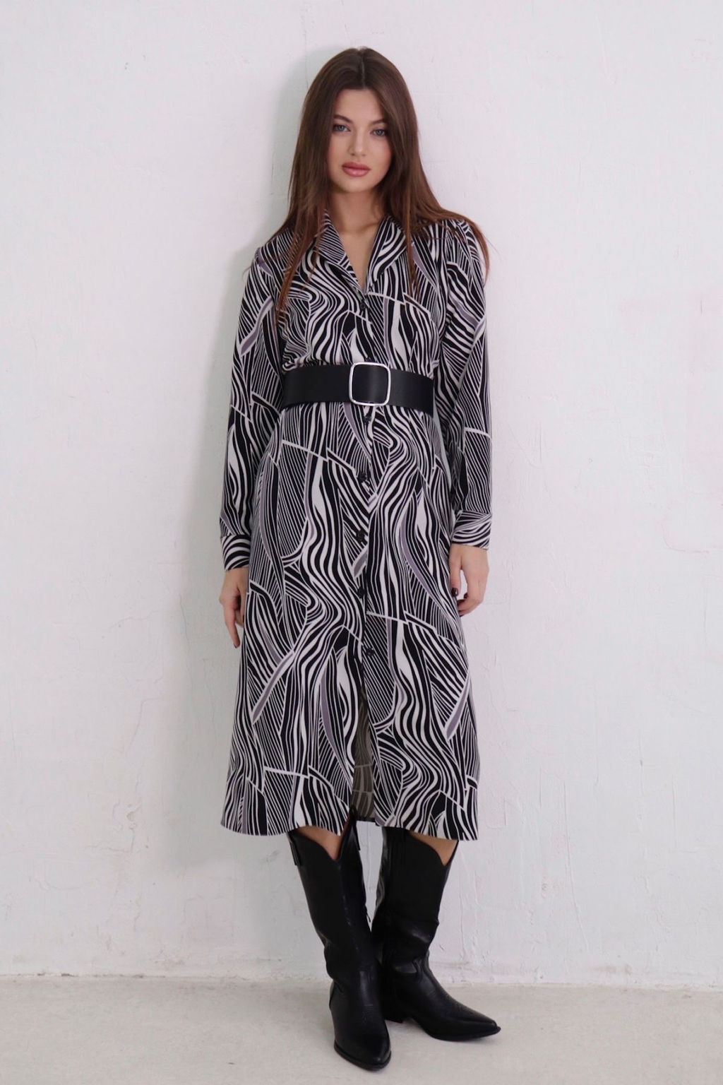 Платье-рубашка с английским воротником принт - Martichelli фото 389