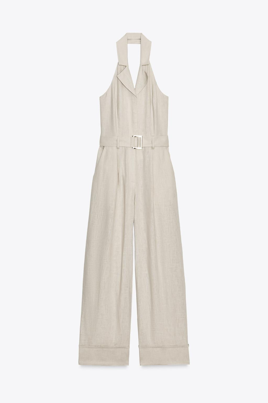 HALTER NECK JUMPSUIT WITH LINEN BLEND - Zara фото 4