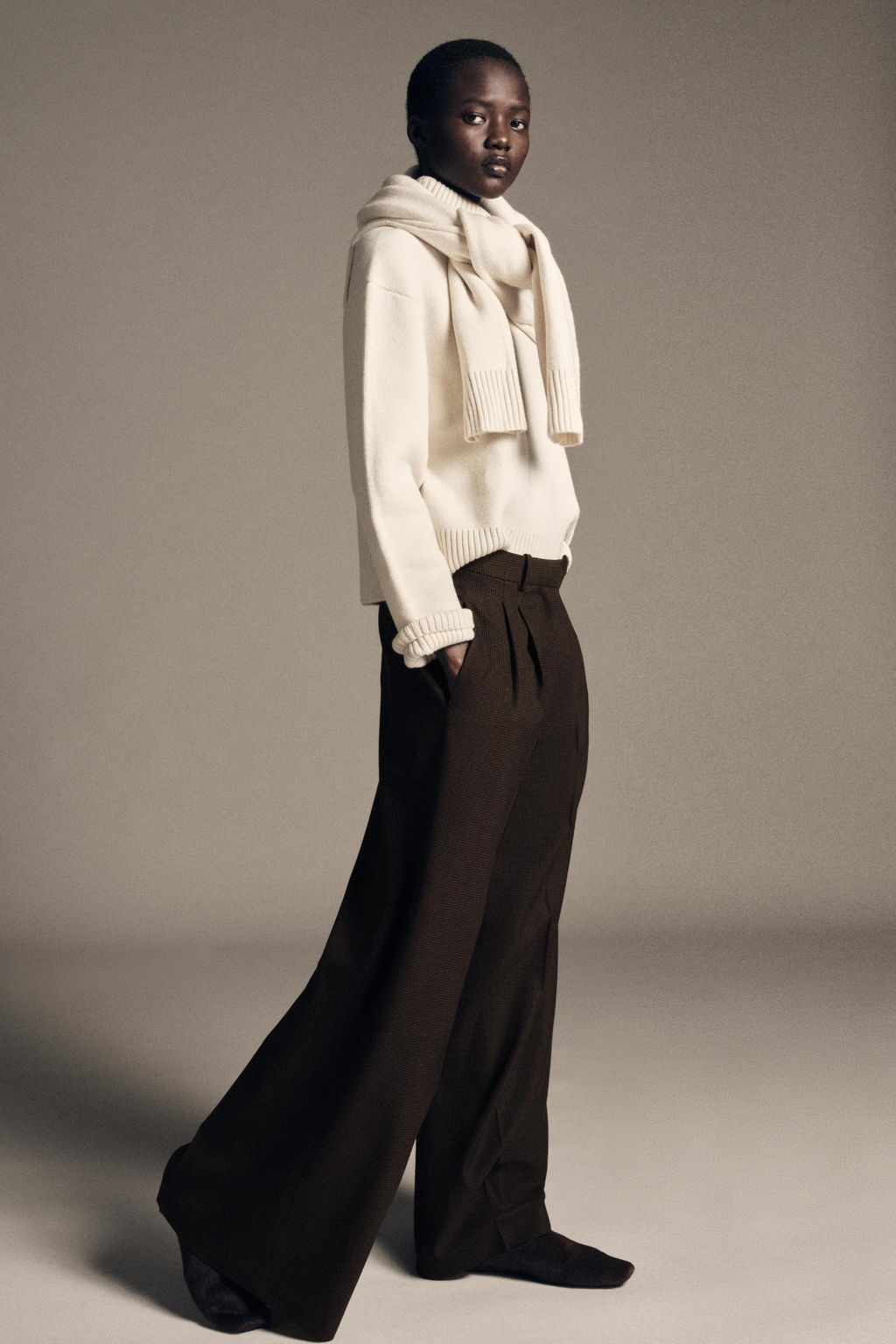 ZW COLLECTION WIDE-LEG PLEATED TROUSERS