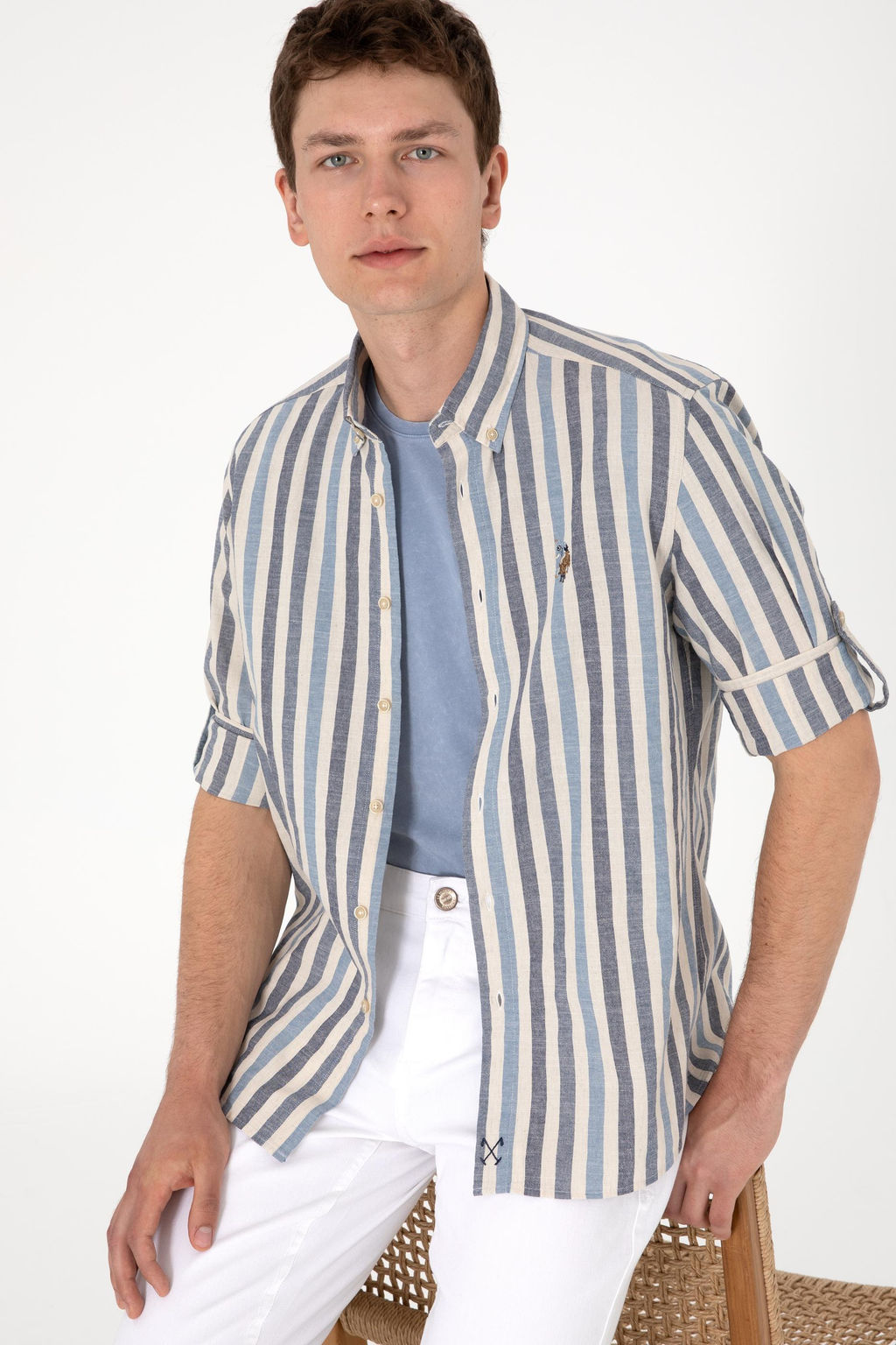 Erkek _ndigo Uzun Kollu G_mlek Sepette S_rpriz _ndirim - U.s. polo assn фото 3