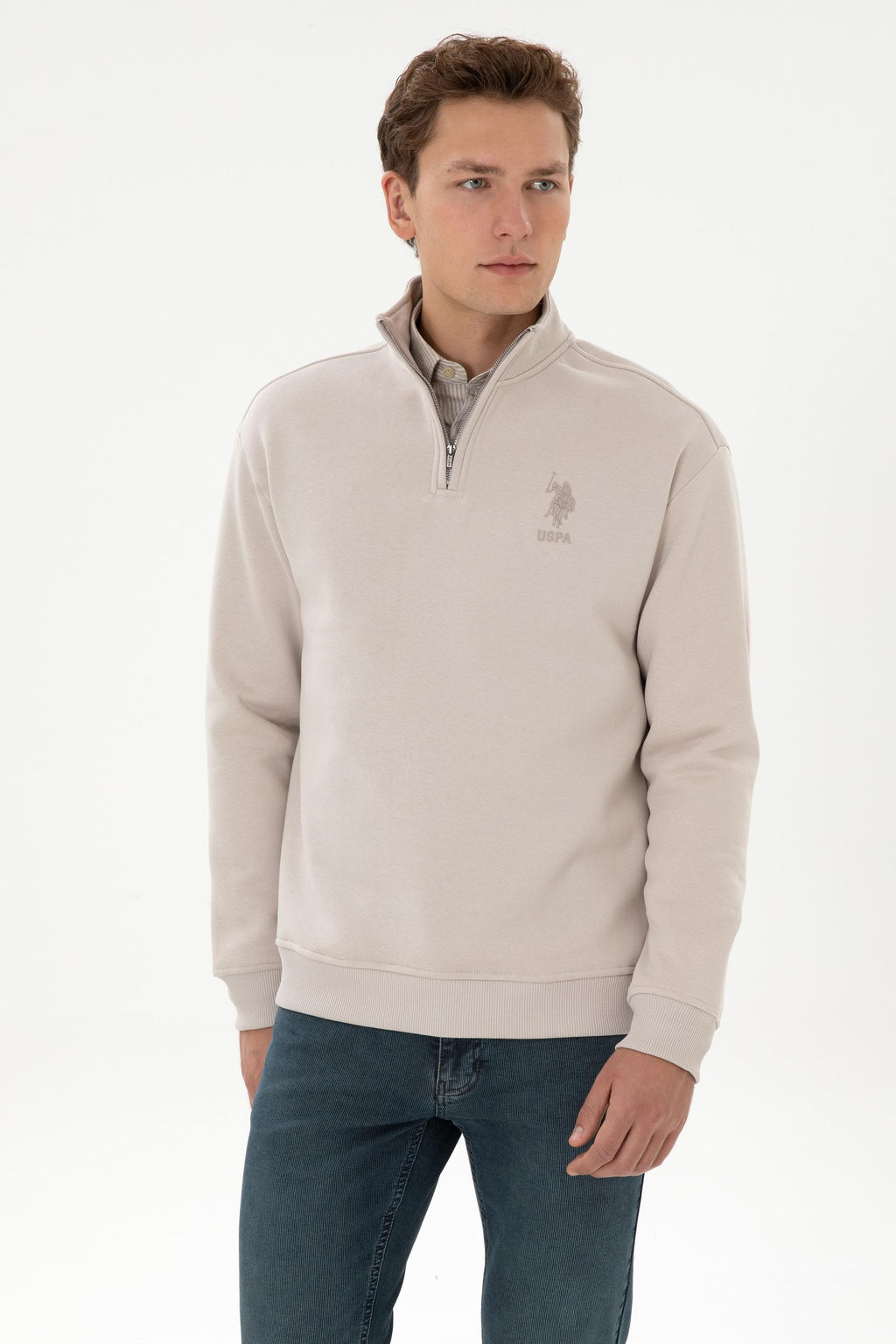 Erkek Comfort Fit Yar_m Fermuarl_ Ta_ Sweatshirt - U.s. polo assn фото 3