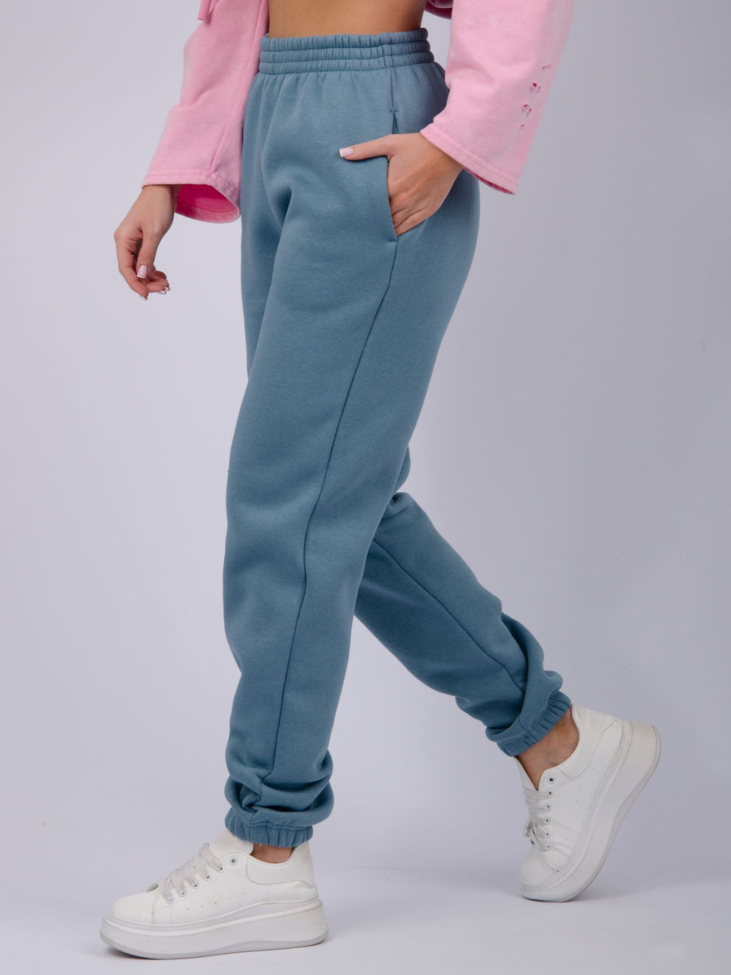 Джоггеры Мистерия 5, футер 3-х нитка начес - Малина фото 35