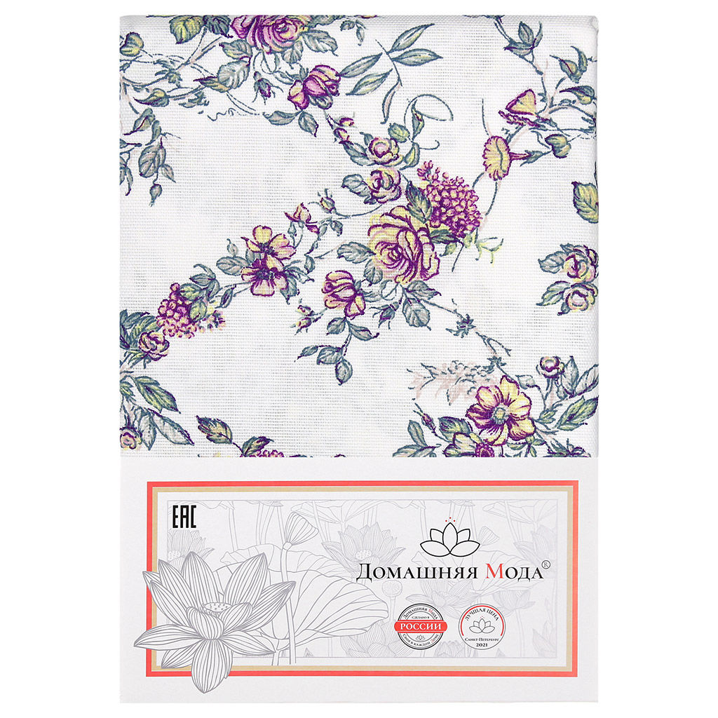 Сиреневый букет К Скатерть 180х145см, длина стола до 140см, на 6 персон, хлопок Премиум 186г/м2, Домашняя мода (Россия)  фото 5