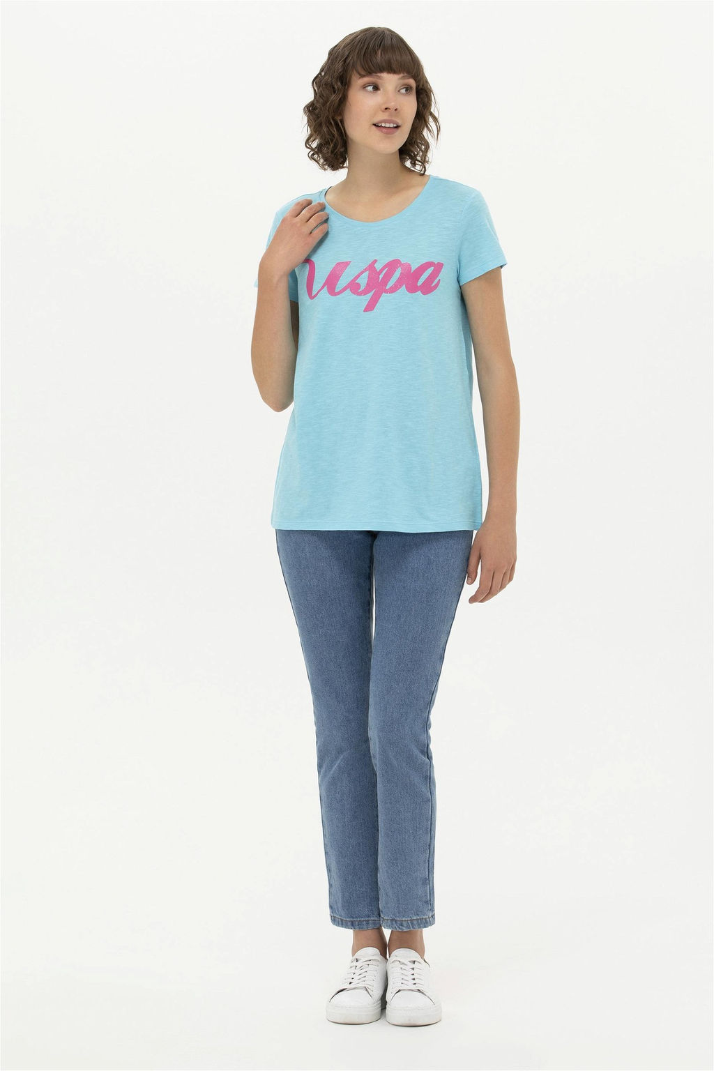Женская бирюзовая футболка с круглым вырезом Неожиданная скидка в корзине - U.s. polo assn фото 3