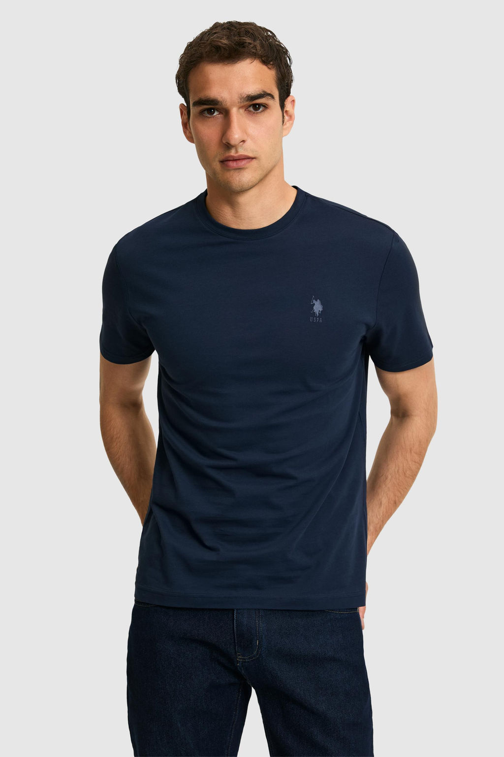 Erkek Regular Fit Bisiklet Yaka Lacivert Basic Ti__rt